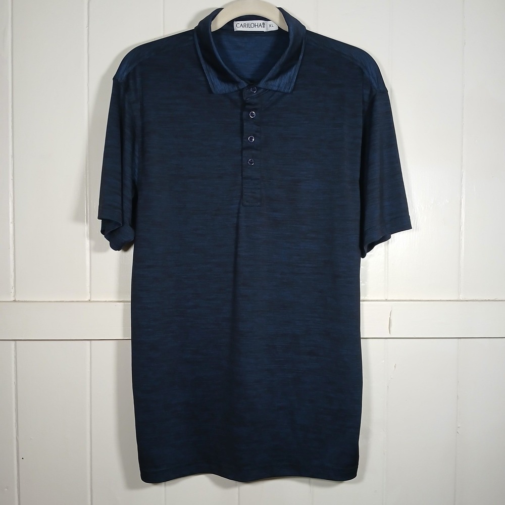 Cariloha Bamboo Polo Shirt Mens XL Navy Blue Space Dye Short Sleeve Pineapple